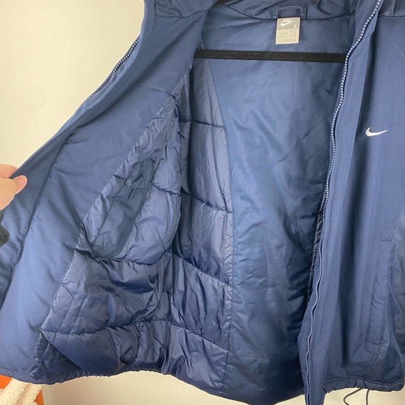 Vintage Nike Swoosh Navy Puffer Coat Size L - Picture 3 of 6